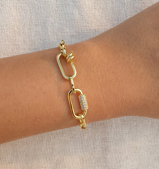 Crystal Link Chain Bracelet (Gold)