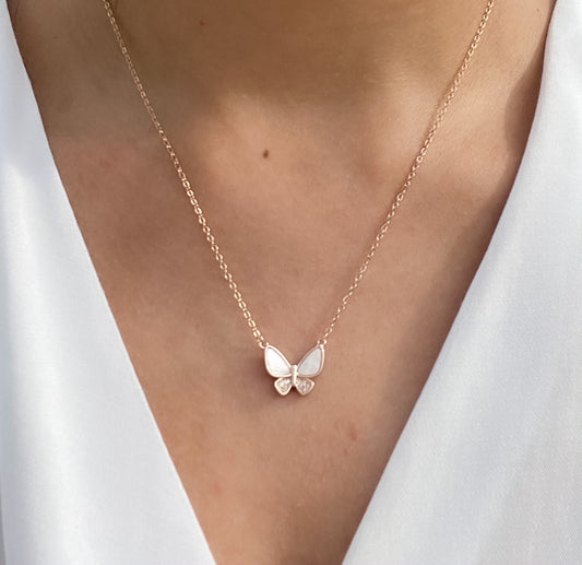 Tasha Butterfly Necklace (Rose gold)