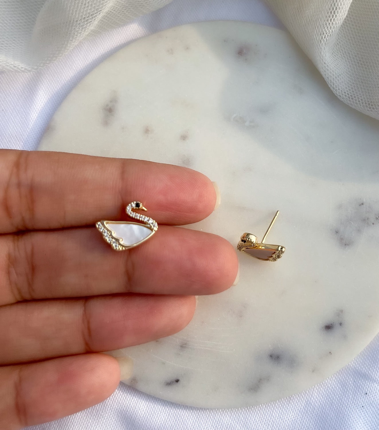 White Swan Earrings