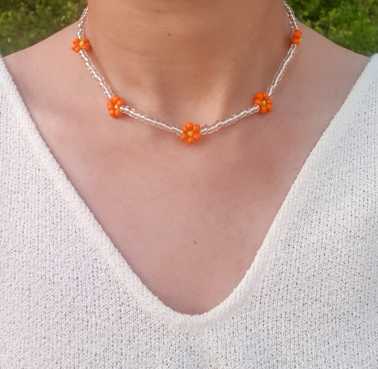 Sia Bead Necklace (Orange)