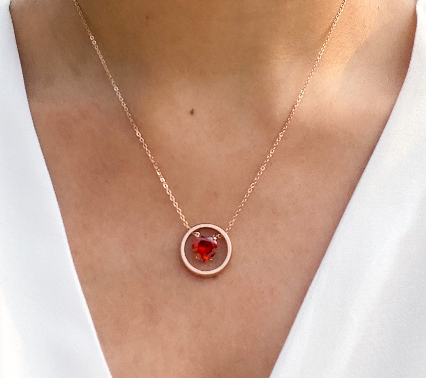 Red Amelie Heart Necklace