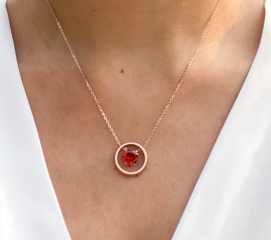 Red Amelie Heart Necklace