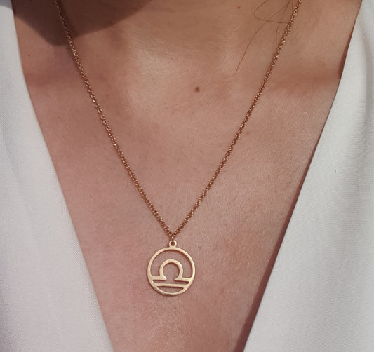 Gold Zodiac Necklace (Libra)