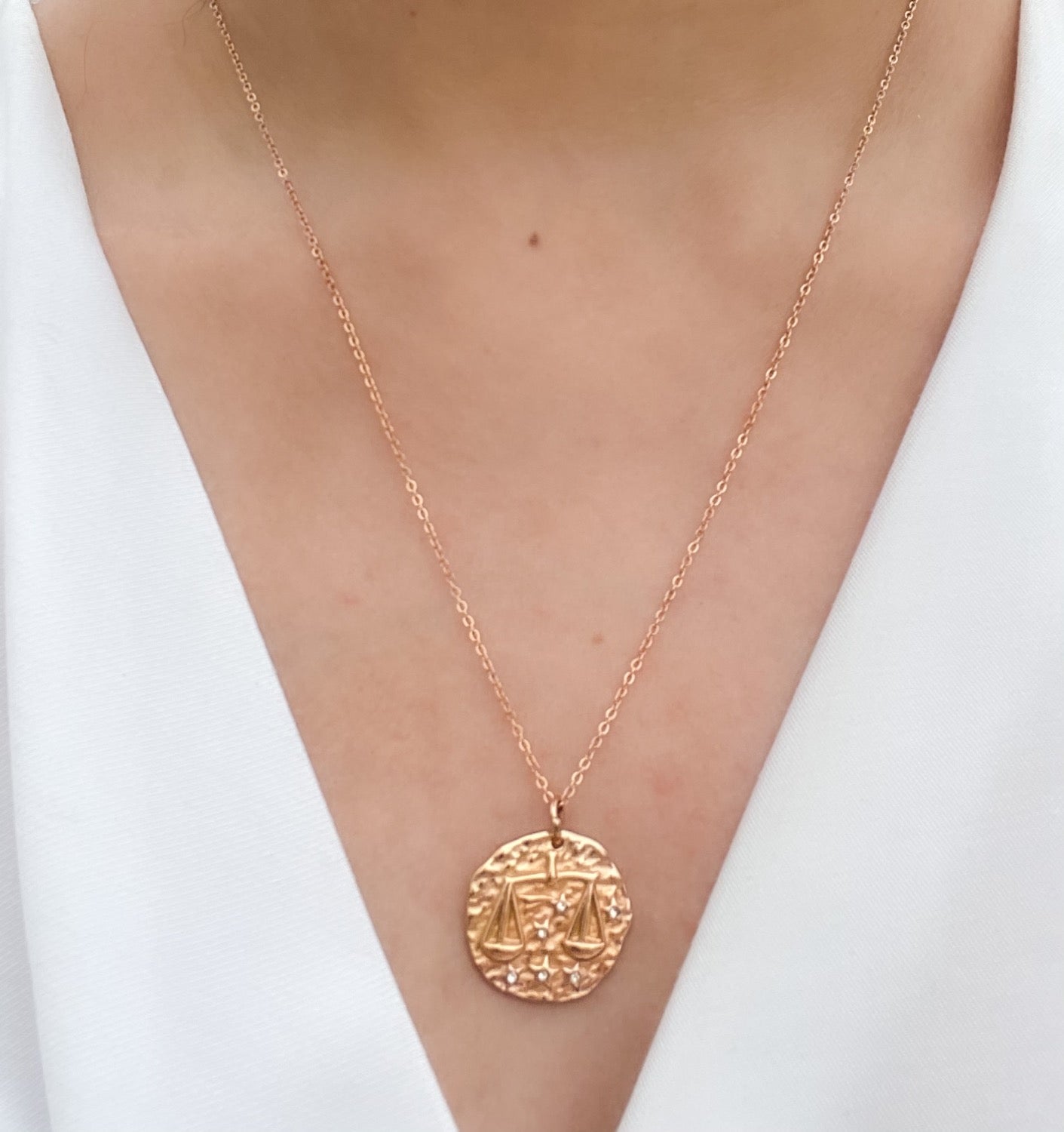 French Zodiac Coin Necklace (Libra)