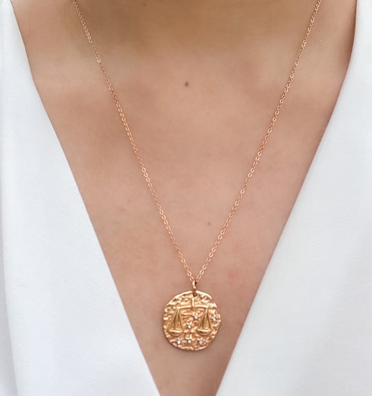 French Zodiac Coin Necklace (Libra)