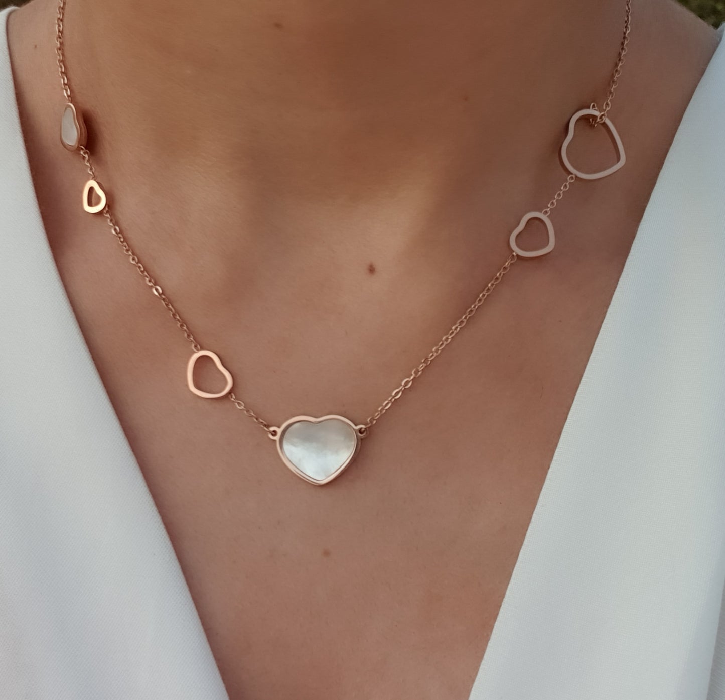 White Heart Necklace
