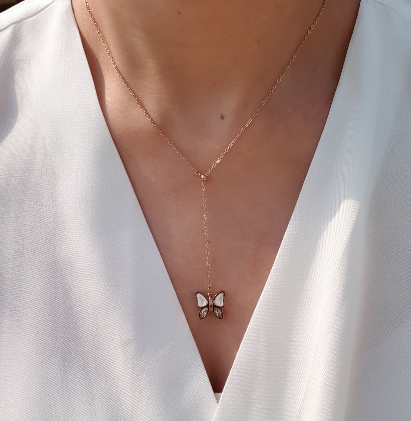 Willa White Butterfly Necklace