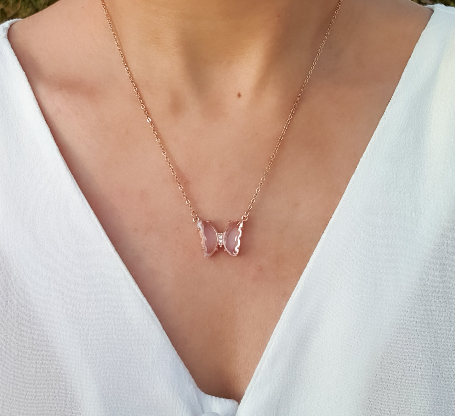 Pink Butterfly Necklace
