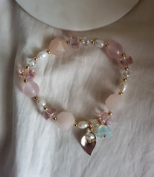 Peach Beads Charm Bracelet