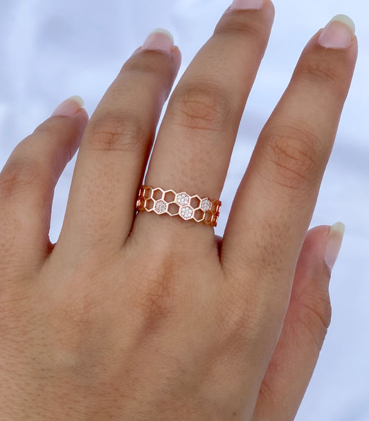 Crystal Honeycomb Ring